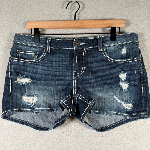 BKE Pants - BKE Women’s Distressed Dark Blue Denim Jean Shorts